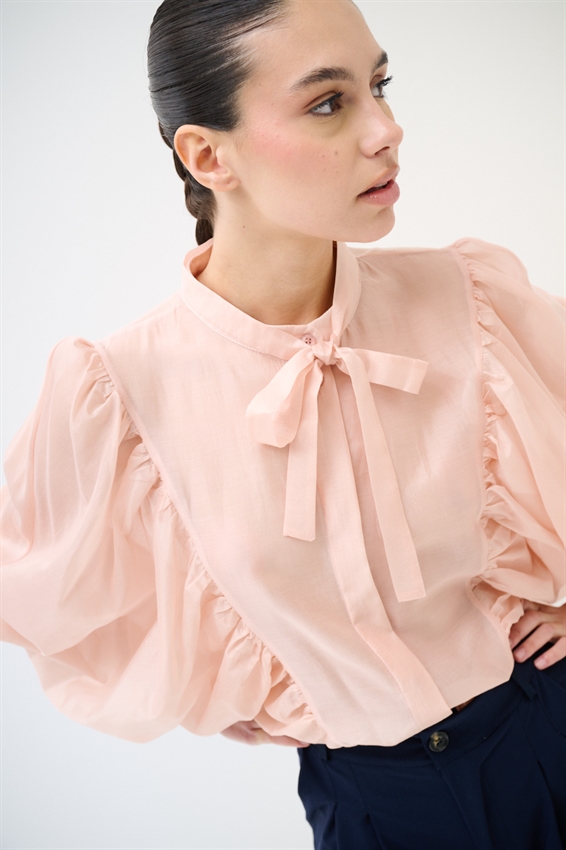 CAMICIA COLLO COREANA MANICA PIPISTRELLO LYOCELL ROSA