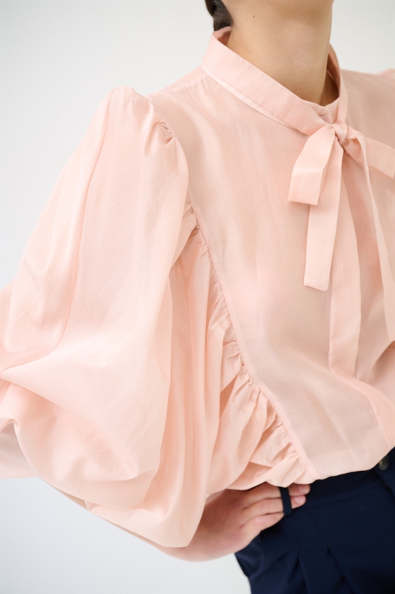 CAMICIA COLLO COREANA MANICA PIPISTRELLO LYOCELL ROSA