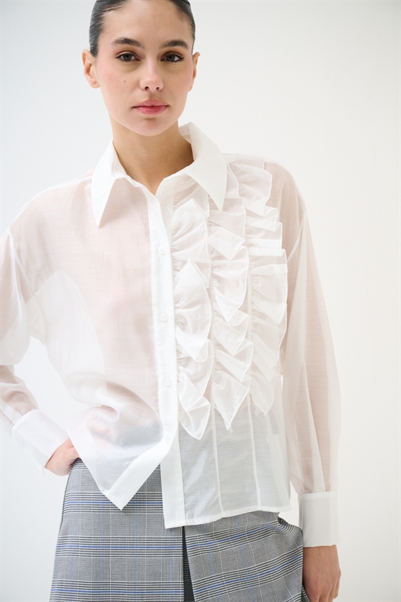 CAMICIA CON ROUCHES LATERALI IN LYOCELL BURRO
