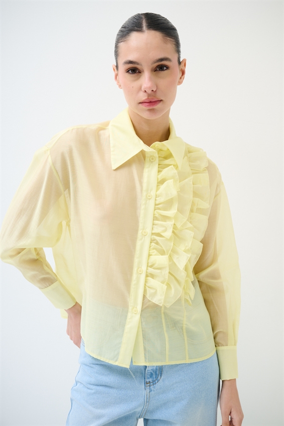 CAMICIA CON ROUCHES LATERALI IN LYOCELL MORO