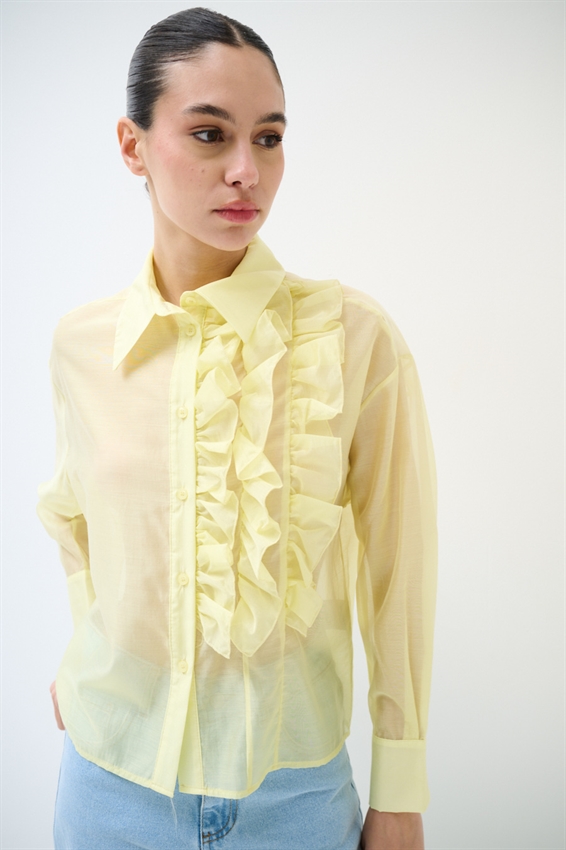 CAMICIA CON ROUCHES LATERALI IN LYOCELL MORO