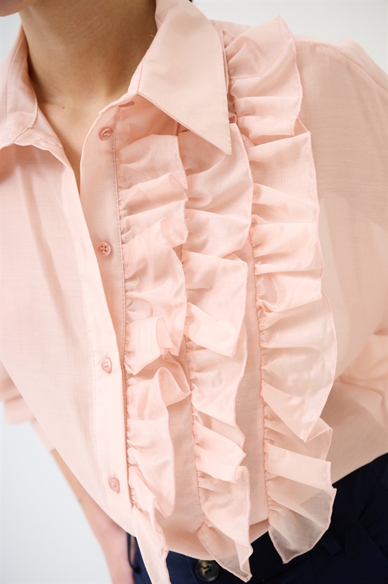 CAMICIA CON ROUCHES LATERALI IN LYOCELL ROSA