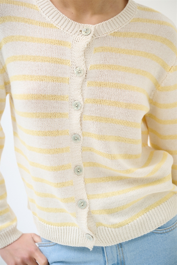 CARDIGAN PARICOLLO RIGATO GIALLO