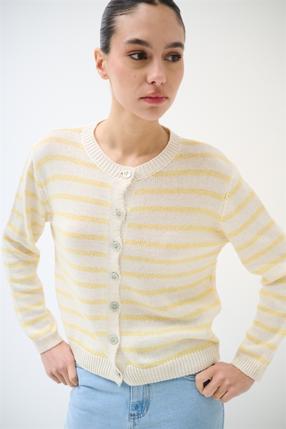 CARDIGAN PARICOLLO RIGATO GIALLO