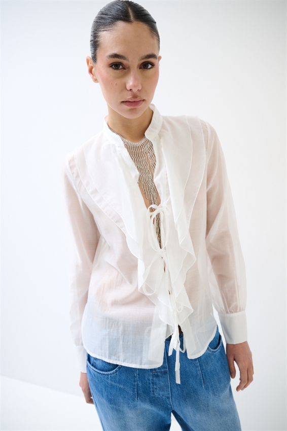 BLUSA CON LACCETTI DAVANTI IN LYOCELL BURRO