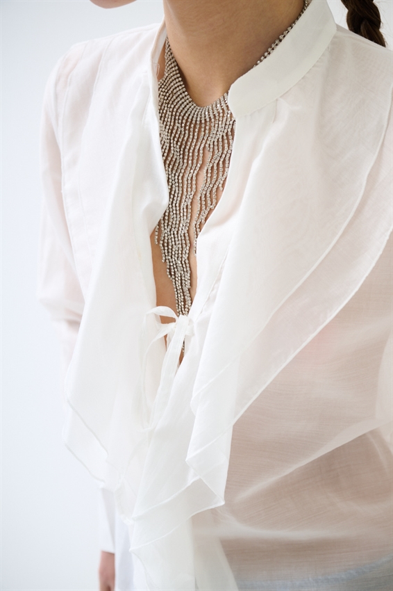 BLUSA CON LACCETTI DAVANTI IN LYOCELL BURRO