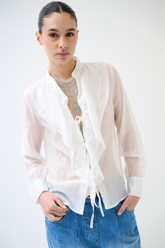 BLUSA CON LACCETTI DAVANTI IN LYOCELL BURRO