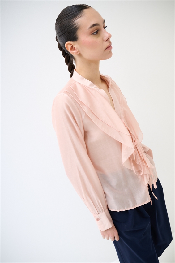 BLUSA CON LACCETTI DAVANTI IN LYOCELL ROSA