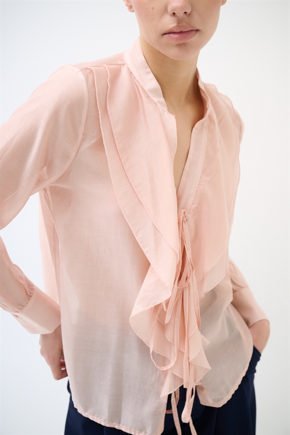 BLUSA CON LACCETTI DAVANTI IN LYOCELL ROSA