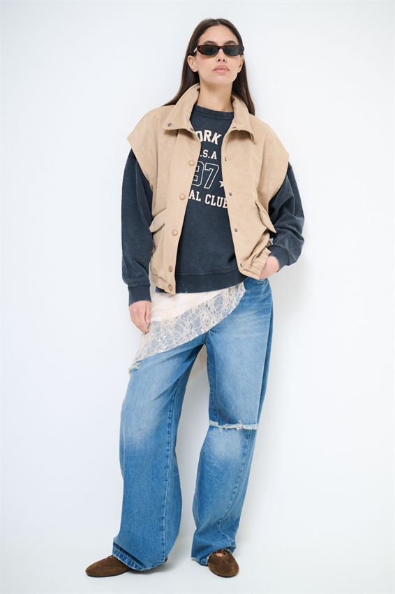 BOMBER SENZA MANICHE DAINETTO BEIGE