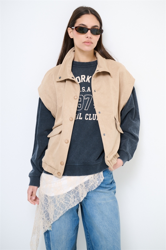 BOMBER SENZA MANICHE DAINETTO BEIGE