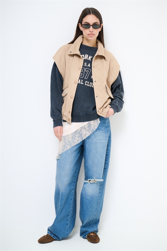 BOMBER SENZA MANICHE DAINETTO BEIGE