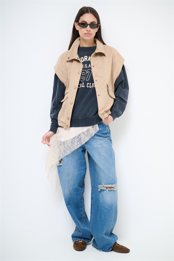 BOMBER SENZA MANICHE DAINETTO BEIGE