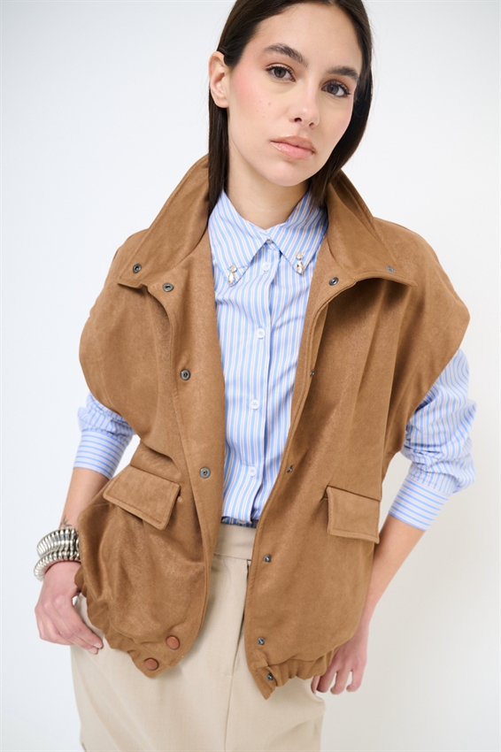 BOMBER SENZA MANICHE DAINETTO TABACCO