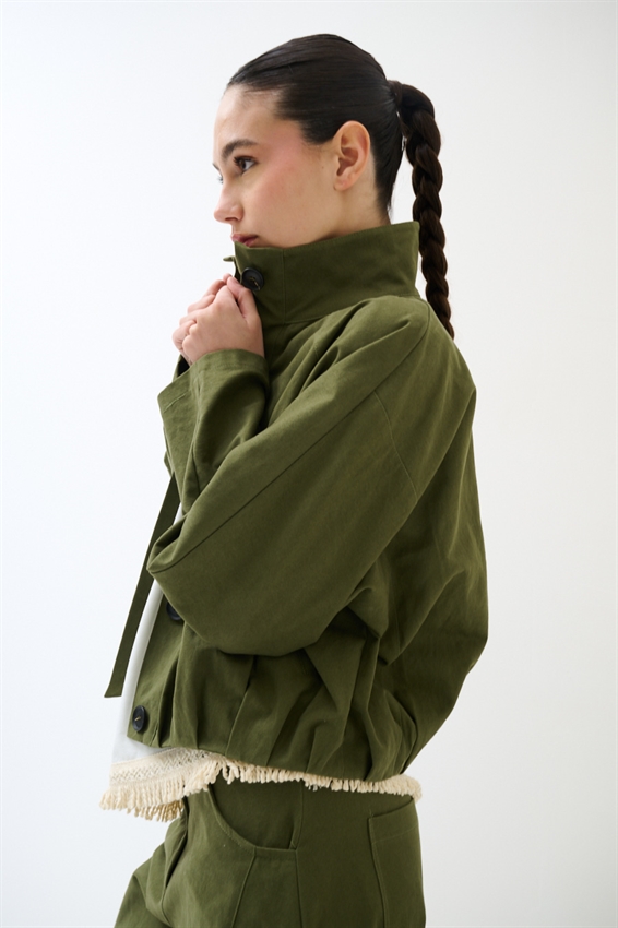BOMBER CON COLLO ALTO VERDE MILITARE