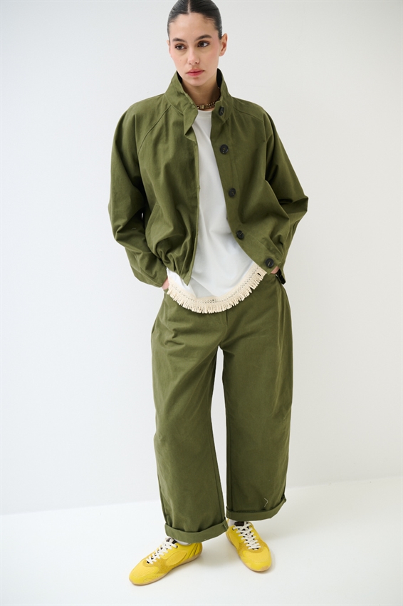 BOMBER CON COLLO ALTO VERDE MILITARE