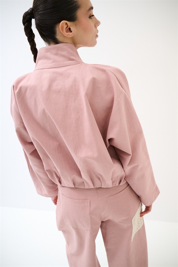 BOMBER CON COLLO ALTO ROSA