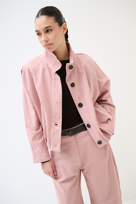 BOMBER CON COLLO ALTO ROSA
