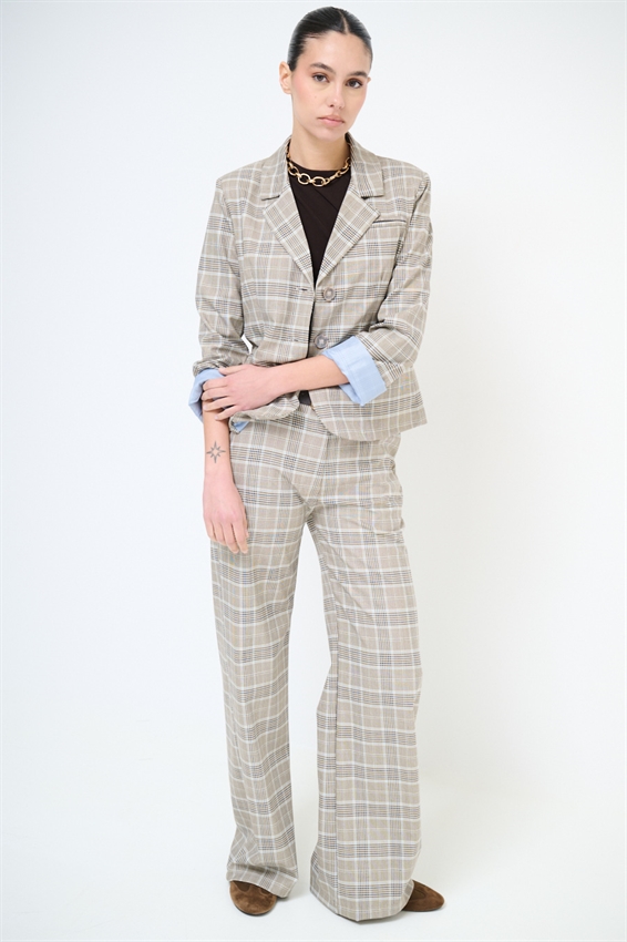 GIACCA SCATOLINA A QUADRI MORO/CELESTE