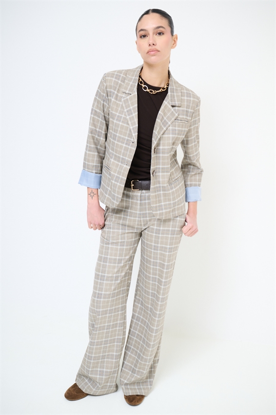 GIACCA SCATOLINA A QUADRI MORO/CELESTE