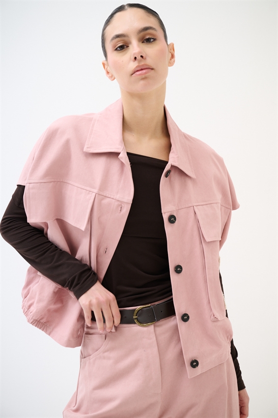 GILET OVER CON TASCONE A UNCINETTO ROSA