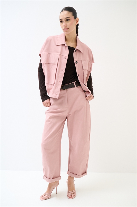 GILET OVER CON TASCONE A UNCINETTO ROSA