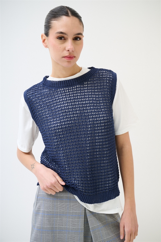 GILET PARICOLLO TRAFORATO BLU