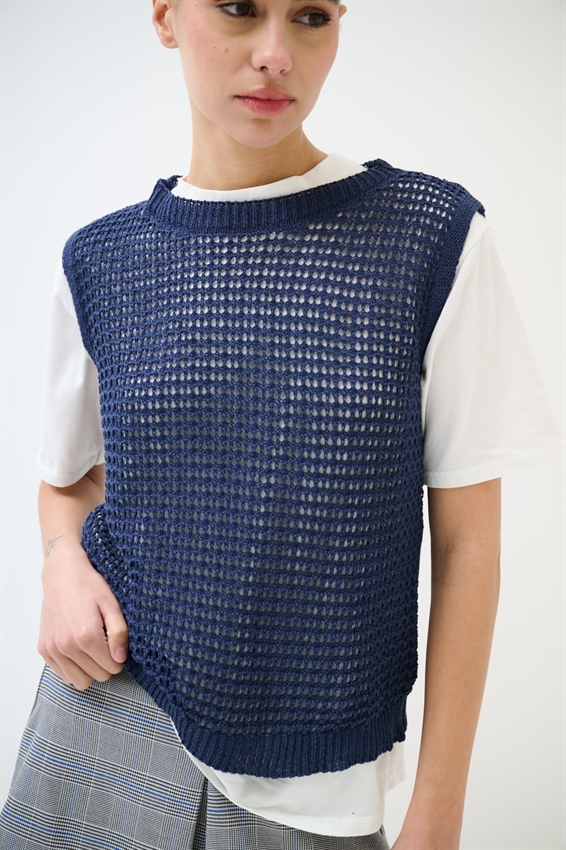 GILET PARICOLLO TRAFORATO BLU