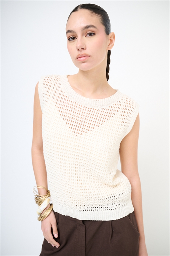 GILET PARICOLLO TRAFORATO NATURALE