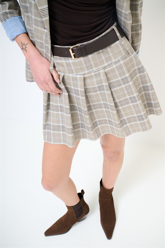 MINIGONNA A PIEGHE + CINTURA MORO/CELESTE