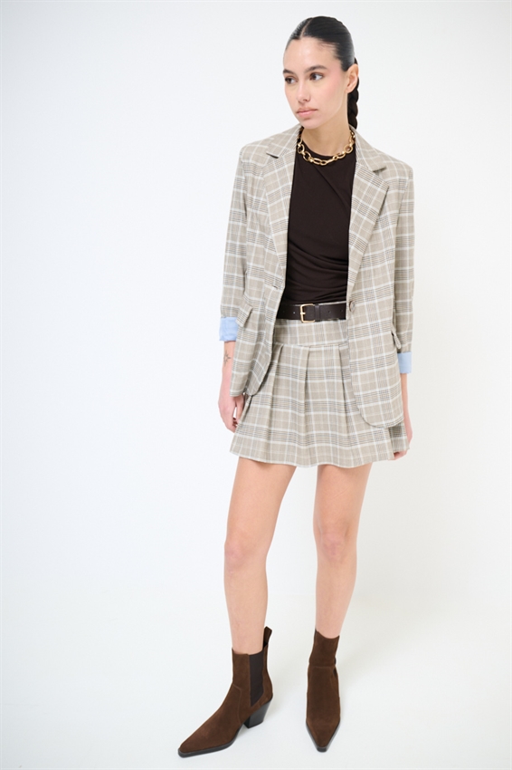 MINIGONNA A PIEGHE + CINTURA MORO/CELESTE