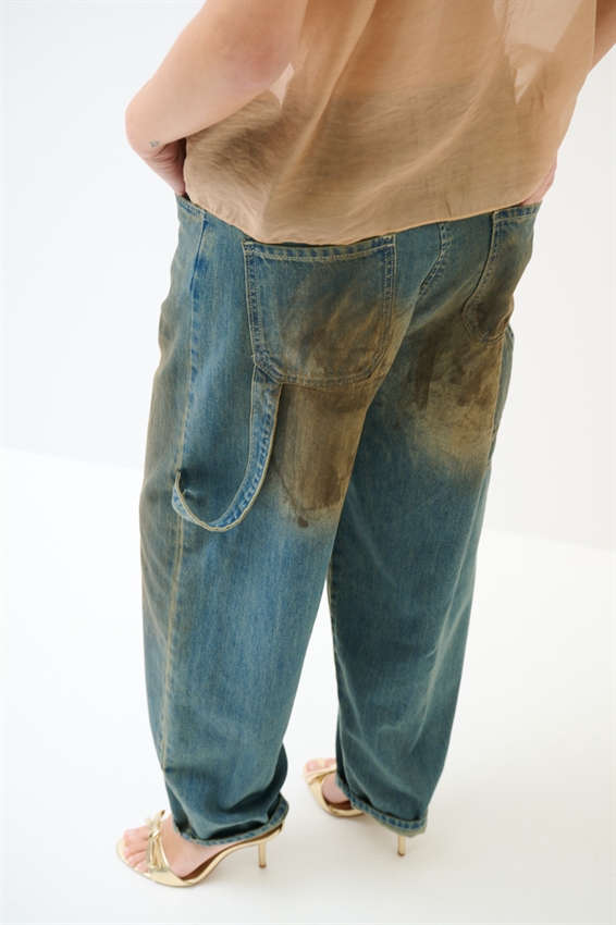 JEANS A LAVAGGIO MACCHIE CON LACCIO BLU MEDIO