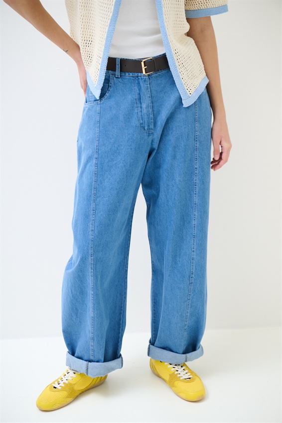 JEANS BALLOON CON CUCITURA DAVANTI BLU CHIARO