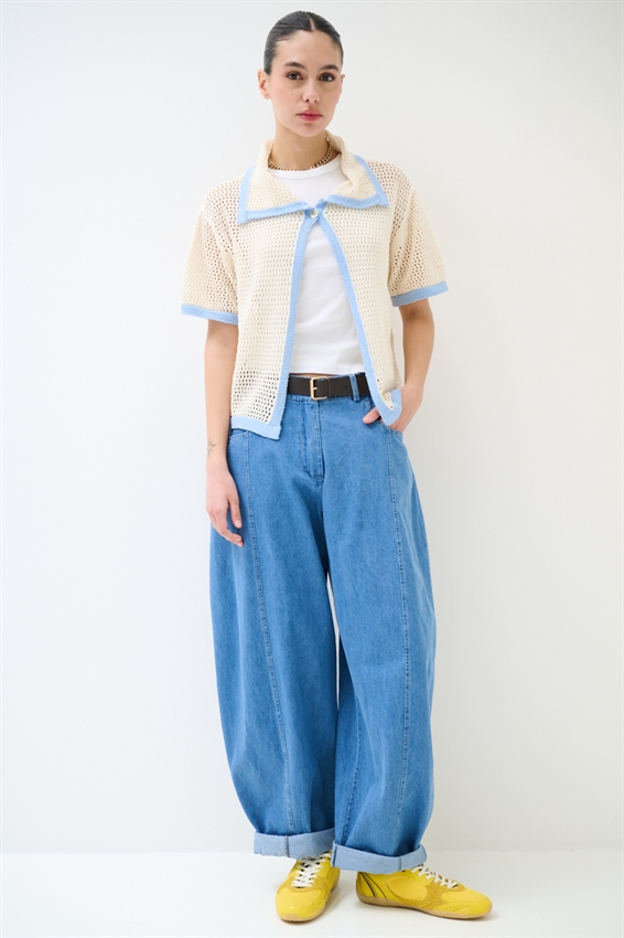 JEANS BALLOON CON CUCITURA DAVANTI BLU CHIARO