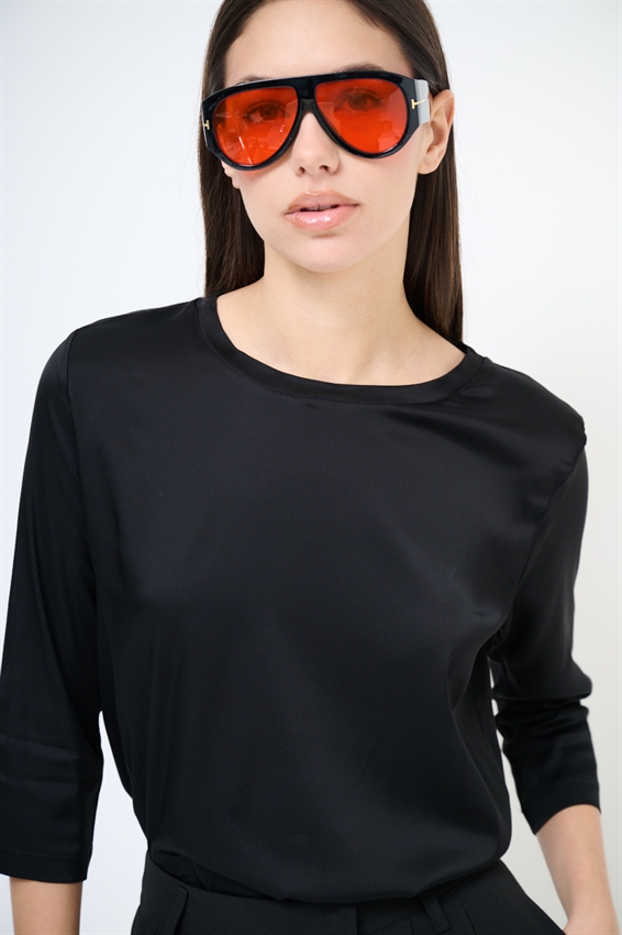 MAGLIA PARICOLLO MANICA 3/4 IN RASO NERO