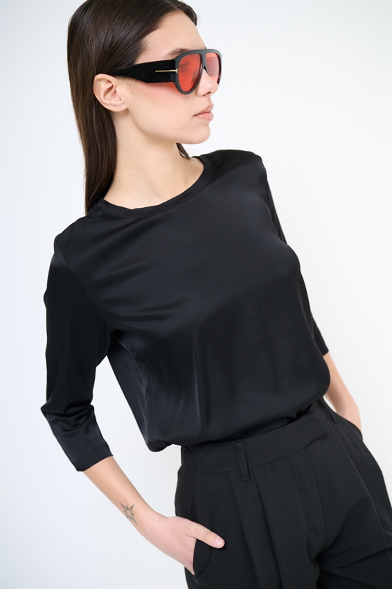 MAGLIA PARICOLLO MANICA 3/4 IN RASO NERO