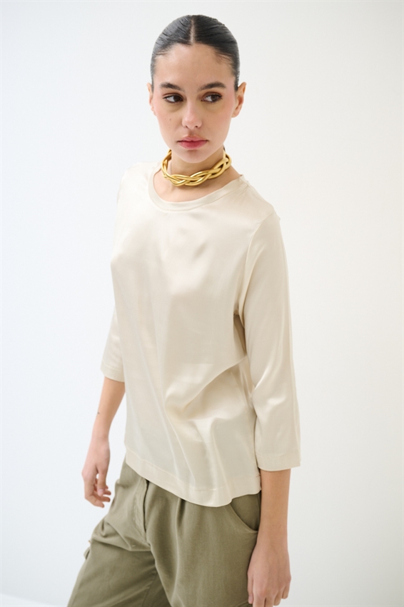 MAGLIA PARICOLLO MANICA 3/4 IN RASO BURRO