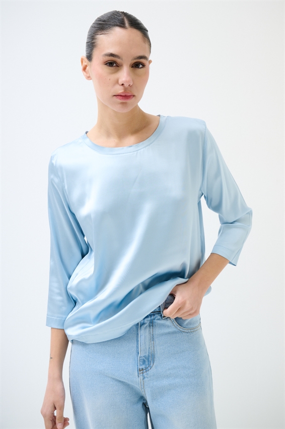 MAGLIA PARICOLLO MANICA 3/4 IN RASO CELESTE