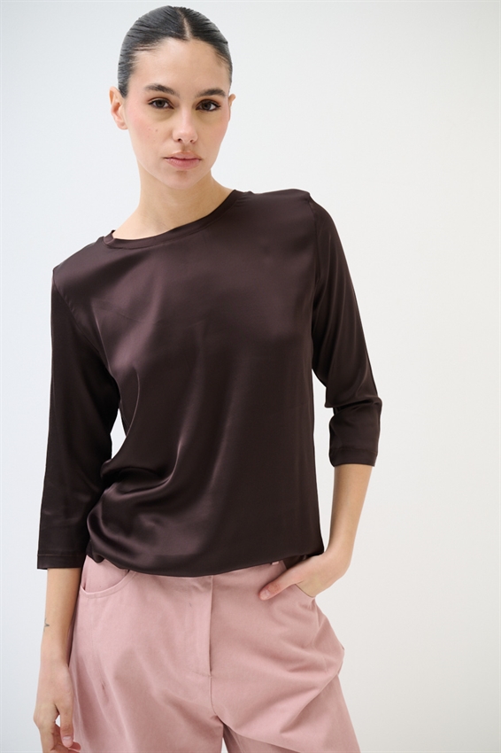 MAGLIA PARICOLLO MANICA 3/4 IN RASO MORO