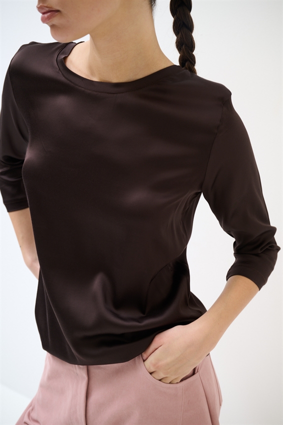 MAGLIA PARICOLLO MANICA 3/4 IN RASO MORO