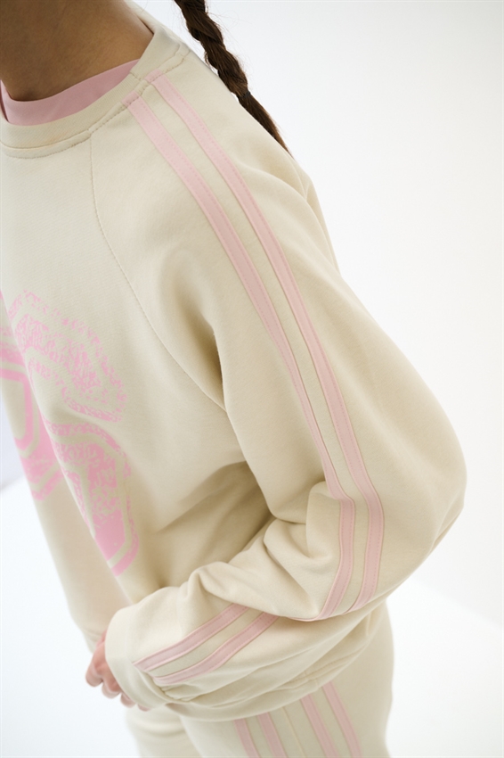 FELPA OVER 4 BANDE + STAMPA BURRO/ROSA