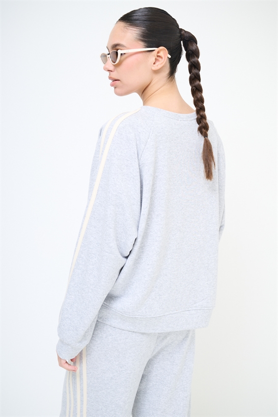 FELPA OVER 4 BANDE + STAMPA GRIGIO/BIANCO