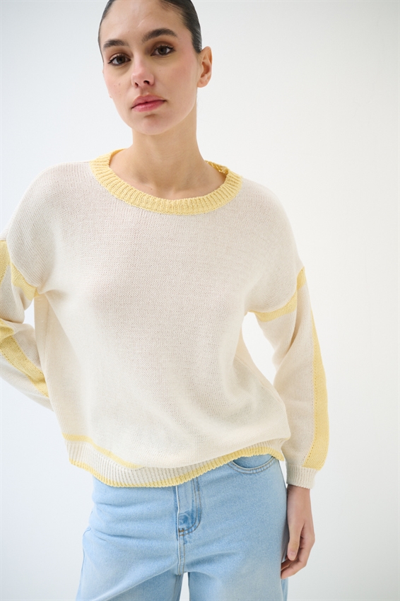 MAGLIA PARICOLLO CON INSERTI A CONTRASTO GIALLO