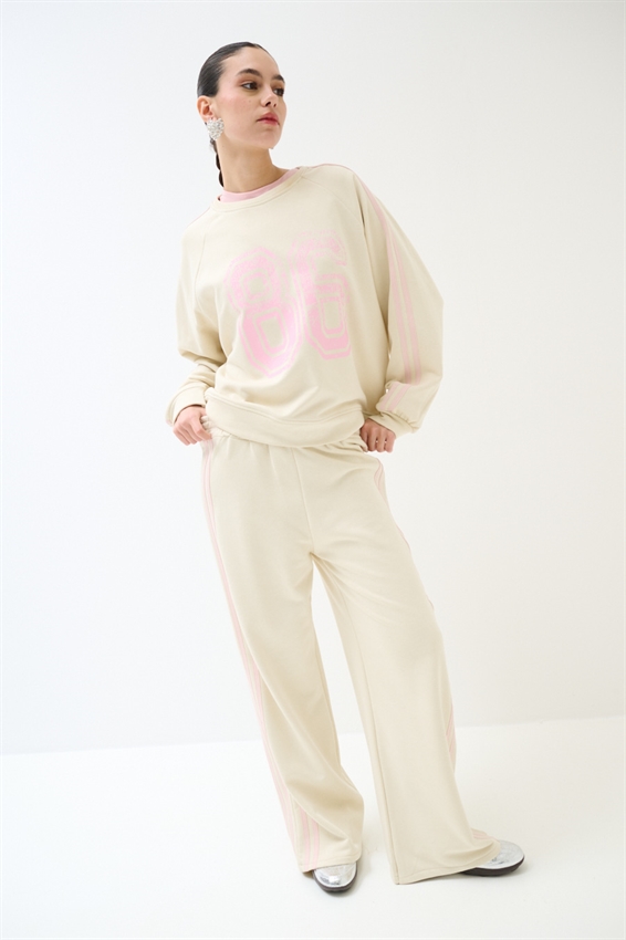 PANTALONE AMPIO CON 4 BANDE BURRO/ROSA