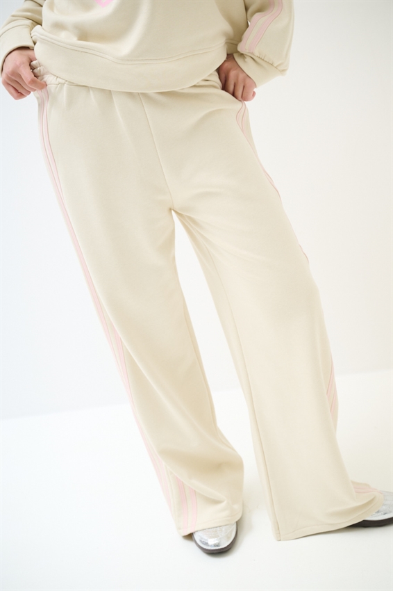 PANTALONE AMPIO CON 4 BANDE BURRO/ROSA