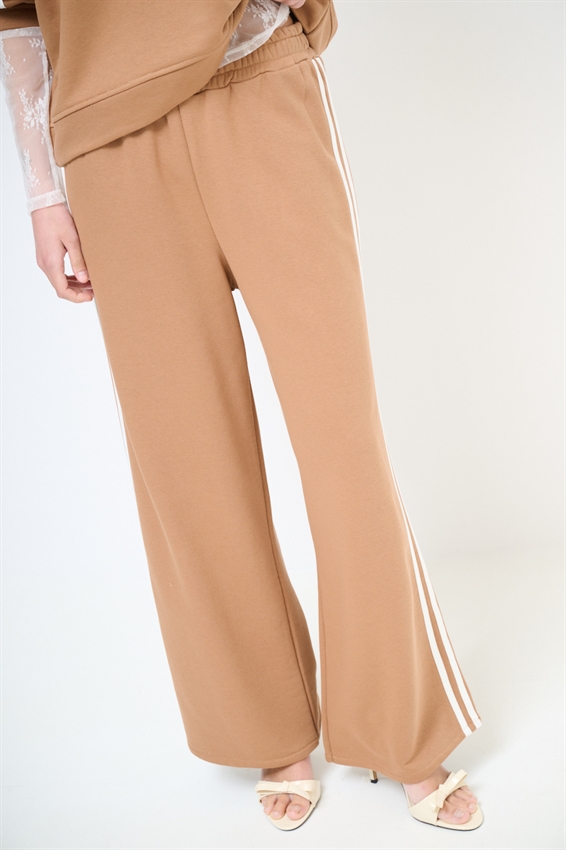 PANTALONE AMPIO CON 4 BANDE TABACCO/PANNA