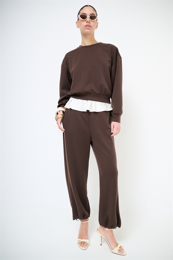 PANTALONE CON COULISSE SUL FONDO REGOLABILE MORO