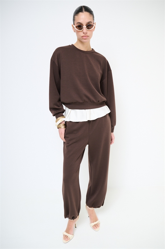 PANTALONE CON COULISSE SUL FONDO REGOLABILE MORO