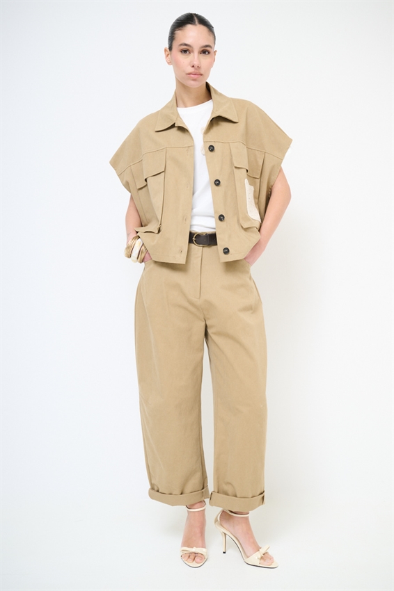 PANTALONE BALLOON CON TASCA UNCINETTO DIETRO CAMMELLO