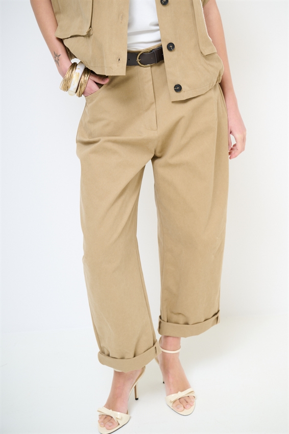 PANTALONE BALLOON CON TASCA UNCINETTO DIETRO CAMMELLO